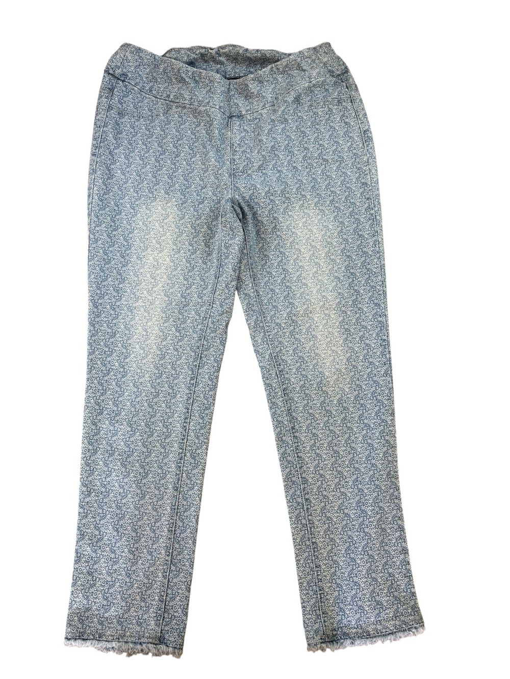 Soft Surroundings Pull on Print Fringe Ankle Jeans.  Size M